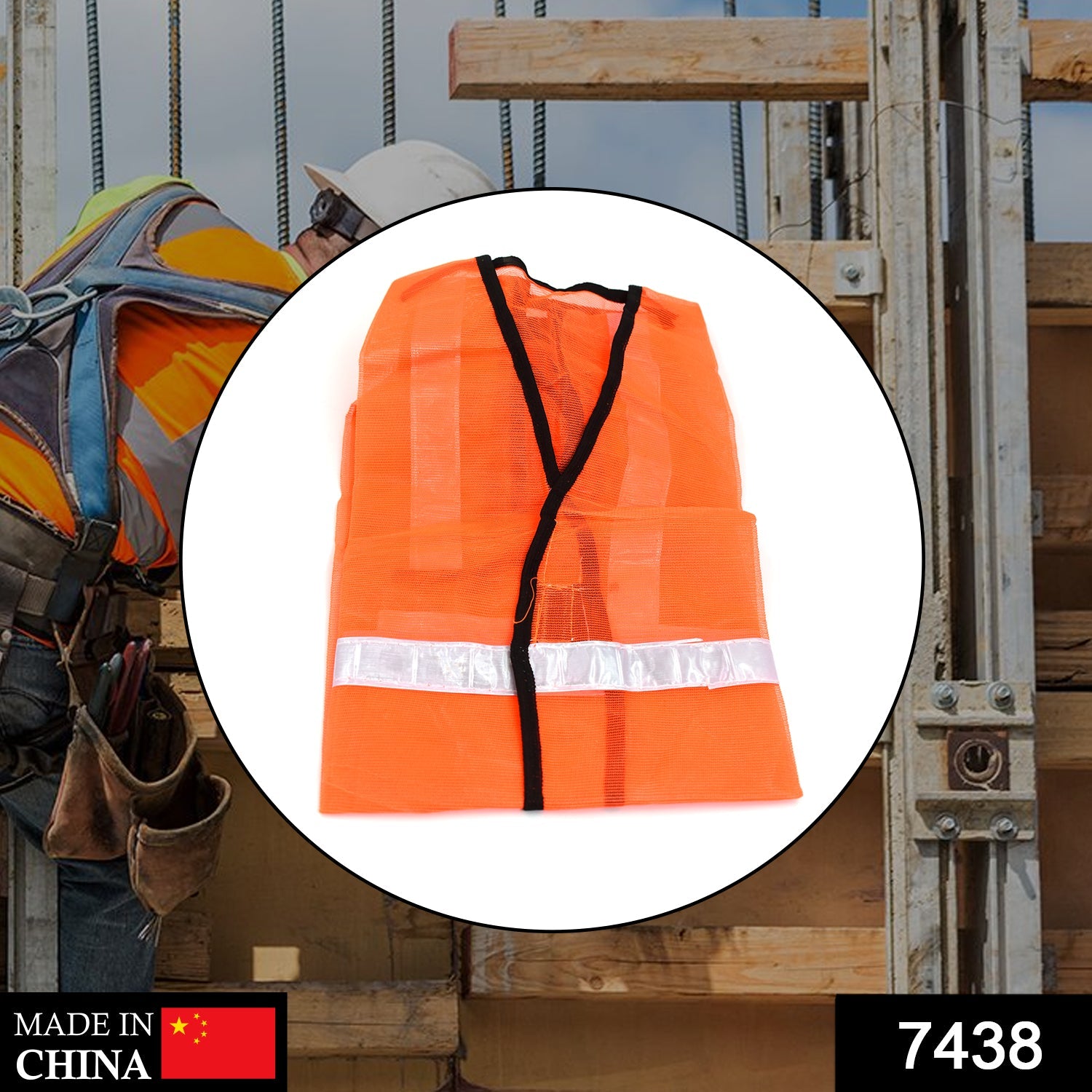 7438 Orange Safety Jacket For Having protection against accidents usually in construction area's. DeoDap 7438 Orange Safety Jacket For Having protection against accidents usually in construction area's. DeoDap
